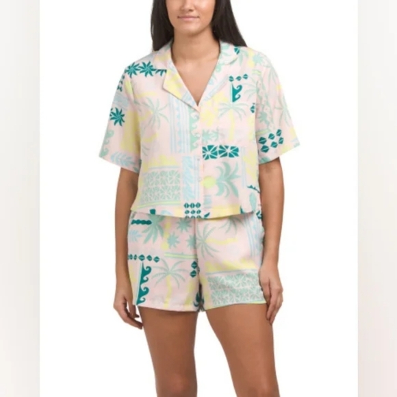 Rachel Zoe 2-Piece Geometric Palm Tree Sleep Set - Large - New with Tags - Picture 3 of 3